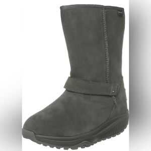 Skechers Women Grey Shape Ups Boots Faux Fur lined Size 9 Cold Weather Fall
